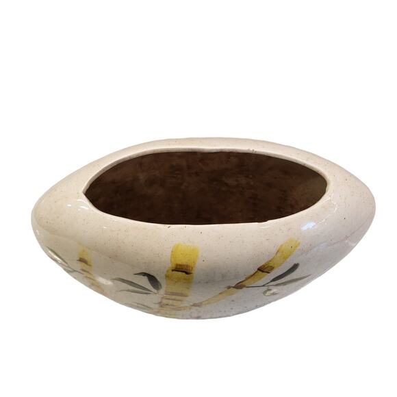 Vintage Hand Painted Bamboo Vase Signed 1984 Rare Vintage Vase Clay Pottery - Picture 8 of 15